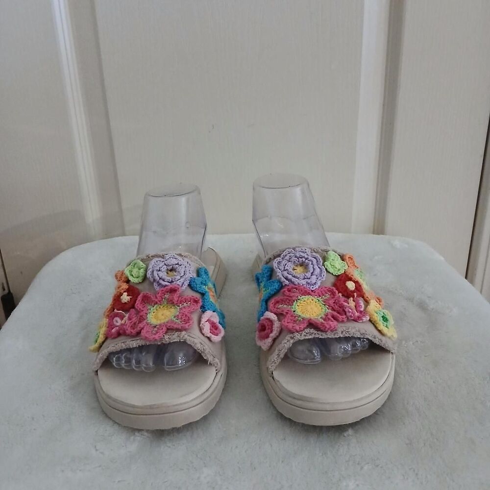 Rocket Dog Vibrant Multicolor Crochet Flower Butterfly Slide Sandals 8 Dopamine - Picture 3 of 8